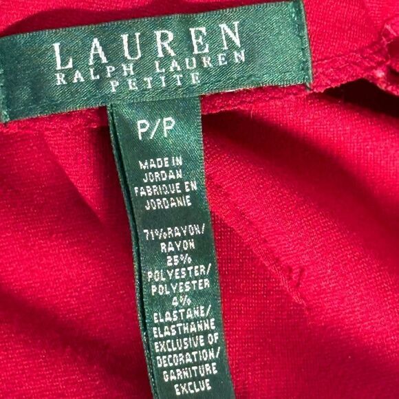 Lauren Ralph Lauren Red Sleeveless Faux Wrap Dress Sz P - Picture 6 of 9
